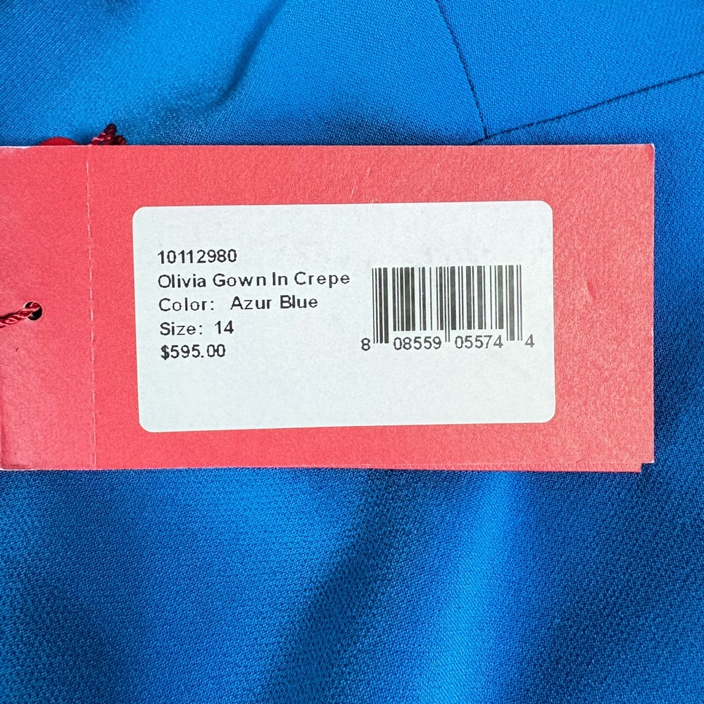 Halston Olivia Gown One Shoulder Peacock Azur Blue - Picture 9 of 15